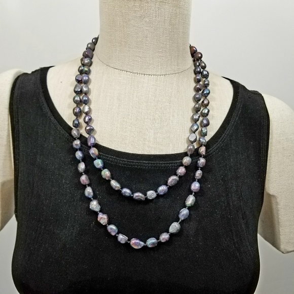 48 Inch Long 8-10mm Freshwater Pearl Rope Necklace - Picture 5 of 6